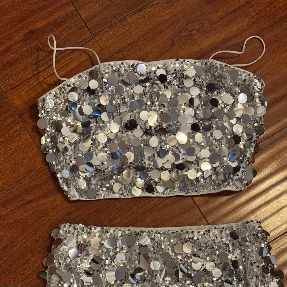 12th Tribe Silver Sequin Mini Dress